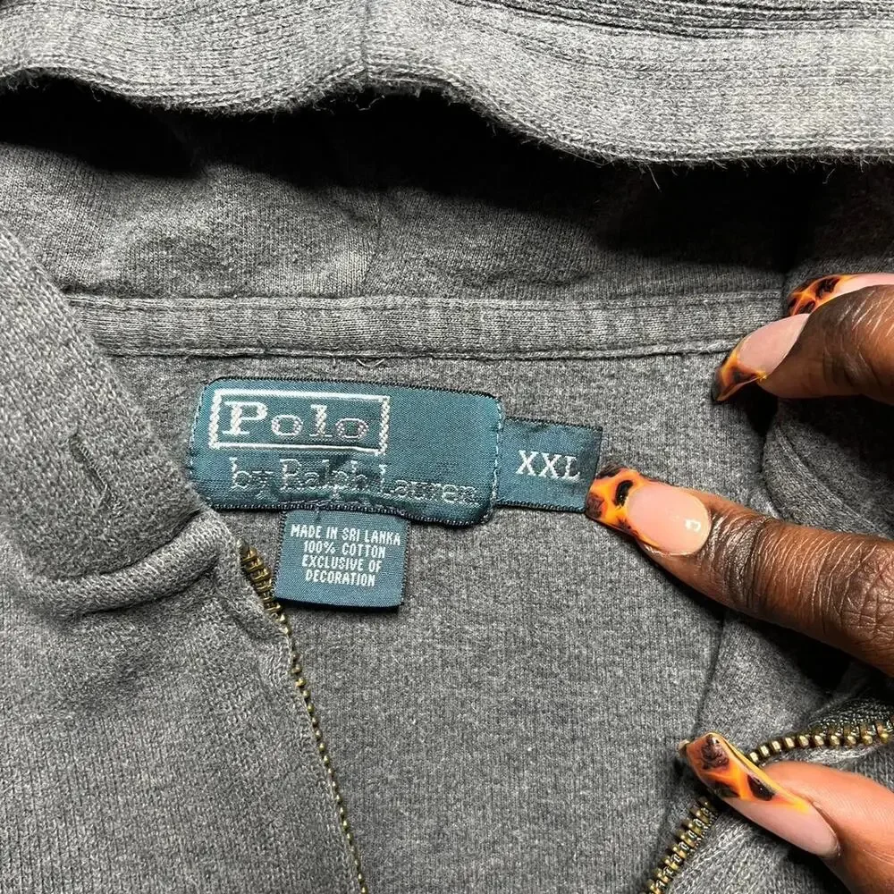 Polo Ralph Lauren Embroidered Logo Full Zip Hoodie Size 2XL Grey